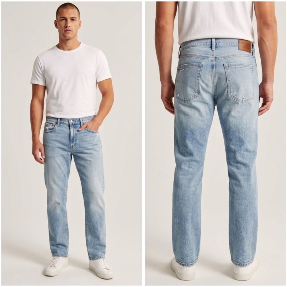 Abercrombie & Fitch A&F Vintage Stretch Straight Jeans Light Wash Mens 38x32